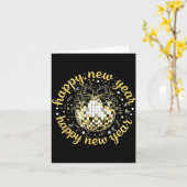 Frohes neues Jahr 2026 Disco-Kugel Gold-Bogen Coqu Karte (Gelbe Blume)