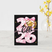 Frohes Neues Jahr 2026 Disco-Kugel-Schleife Silves Karte (Gelbe Blume)