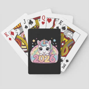 Frohes Neues Jahr 2026 Einhornliebhaber Magische V Spielkarten
