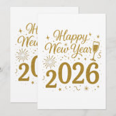 Frohes neues Jahr 2026 Einladungen - Elegantes Par (Vorne/Hinten)