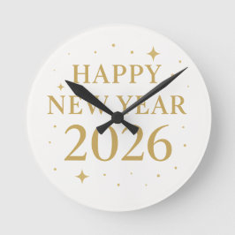 ✨ Frohes neues Jahr 2026 Elegante goldene Wanduhr