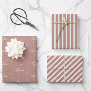 Frohes Neues Jahr 2026 Elegantes Einwickelpapier Geschenkpapier Set