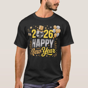 Frohes Neues Jahr 2026 Familienballons Feuerwerk  T-Shirt