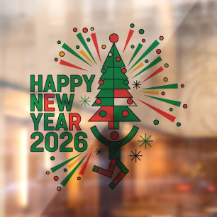 Frohes neues Jahr 2026 - Feier Fensteraufkleber