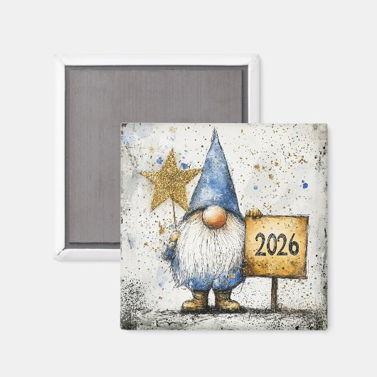 Frohes Neues Jahr, 2026, Feier Magnet (Vorderseite/Rückseite)