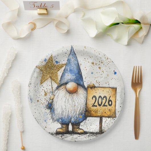 Frohes Neues Jahr, 2026, Feier Pappteller (Hochzeit)