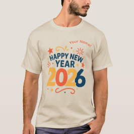 Frohes neues Jahr 2026 Festive Typografie T-Shirt 