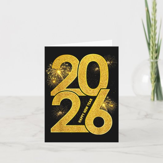 Frohes Neues Jahr 2026 Feuerwerk Familie Passende  Karte (Vorderseite)