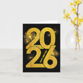 Frohes Neues Jahr 2026 Feuerwerk Familie Passende  Karte (Gelbe Blume)