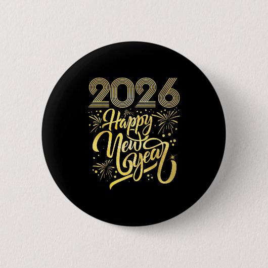 Frohes neues Jahr 2026 Feuerwerkskörper Button (Vorderseite)