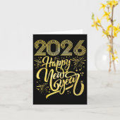Frohes neues Jahr 2026 Feuerwerkskörper Karte (Gelbe Blume)