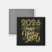 Frohes neues Jahr 2026 Feuerwerkskörper Magnet (Vorderseite/Rückseite)