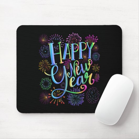 Frohes neues Jahr 2026 Feuerwerkskörper Mousepad (Mit Mouse)