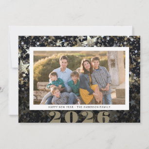 Frohes Neues Jahr 2026 Foto Stern Konfetti Feiertagskarte