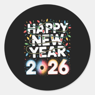 Frohes Neues Jahr 2026 Glitzershirt für Frauen  Runder Aufkleber