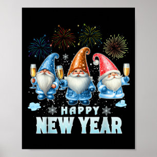 Frohes neues Jahr 2026 Gnomes Family Party Neue Ja Poster