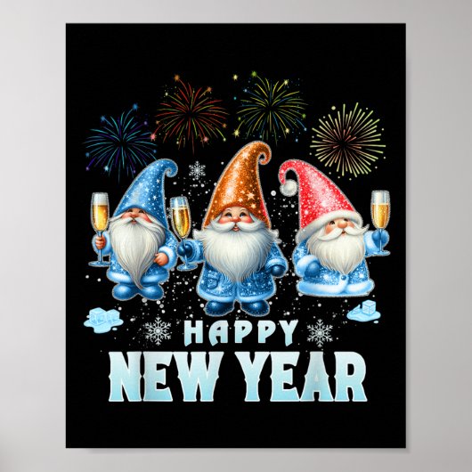 Frohes neues Jahr 2026 Gnomes Family Party Neue Ja Poster (Vorne)