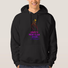 Frohes Neues Jahr 2026 Gold Hand Herz Hoodie