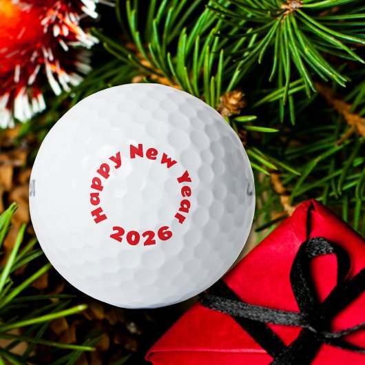Frohes Neues Jahr 2026 Golfbälle