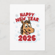 Frohes Neues Jahr 2026: Jahr des Pferd-Maskottchen