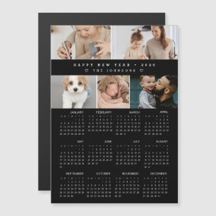Frohes Neues Jahr 2026 Kalender Foto Collage schwa Magnetkarte