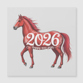 Frohes Neues Jahr 2026 Karte Rotes Pferd Illustrat