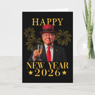 Frohes neues Jahr 2026 Lustiger Präsident Trump Fe Karte