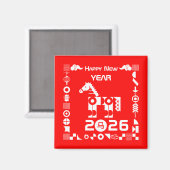 Frohes neues Jahr 2026 Magnet (Vorderseite/Rückseite)