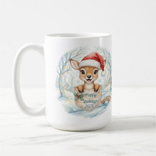 Frohes neues Jahr 2026 mit niedlichem Hirsch Kaffeetasse