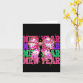 Frohes Neues Jahr 2026 Nk Coquette Bogen Disco Bal Karte (Gelbe Blume)