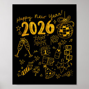 Frohes Neues Jahr 2026 Nye Feuerwerk passende Fami Poster