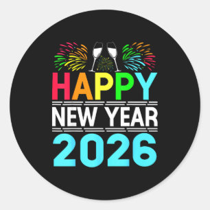 Frohes neues Jahr 2026 Nye Party - Lustiges Neujah Runder Aufkleber