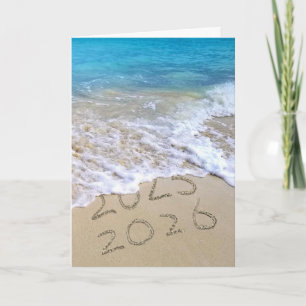 Frohes neues Jahr 2026 Ocean Beach Feiertagskarte