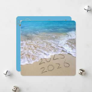 Frohes Neues Jahr 2026 Ocean Beach Feiertagskarte