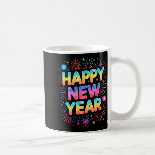 Frohes neues Jahr 2026 Party Ballons, Feuerwerk Un Kaffeetasse