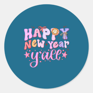 Frohes neues Jahr 2026 Party Countdown Neujahr Y'a Runder Aufkleber