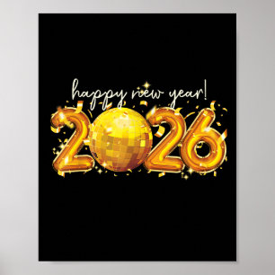 Frohes neues Jahr 2026 Retro Ball Celebration Poster