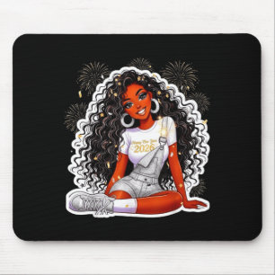 Frohes neues Jahr 2026 Schwarze Mädchen Magie Mela Mousepad