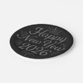 Frohes neues Jahr 2026 Silvery Glitzer & Black Pappteller (Schrägansicht)