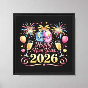 Frohes Neues Jahr 2026 Silvesterparty Countdown Leinwanddruck