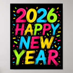 Frohes neues Jahr 2026 Silvesterparty Countdown Poster