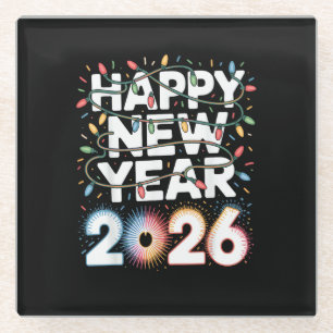 Frohes Neues Jahr 2026 Sparkle-Shirt für Frauen Glasuntersetzer