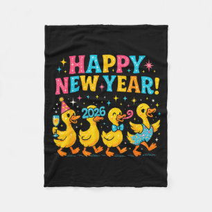 Frohes Neues Jahr 2026 Süße Enten Party Geschenk Fleecedecke