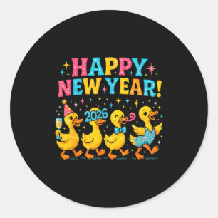Frohes neues Jahr 2026 Süße Enten-Party-Geschenk Runder Aufkleber