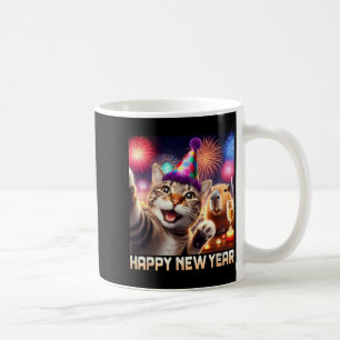 Frohes neues Jahr 2026 Süße Katze Capybara Party K Kaffeetasse