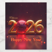 Frohes neues Jahr 2026 Weinetikett (Einzelnes Label)