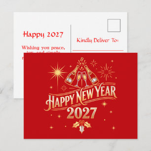 Frohes Neues Jahr 2027 Feier Feiertagspostkarte