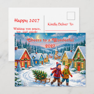 Frohes Neues Jahr 2027 Feier Feiertagspostkarte