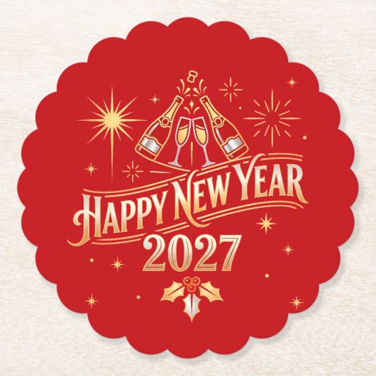 Frohes Neues Jahr 2027 Feier Untersetzer (Vorderseite)