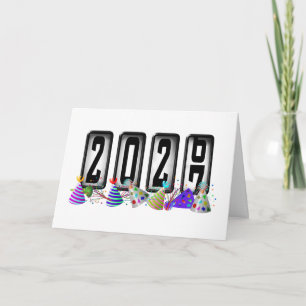 Frohes Neues Jahr 2027 Kilometerzähler Feiertagskarte